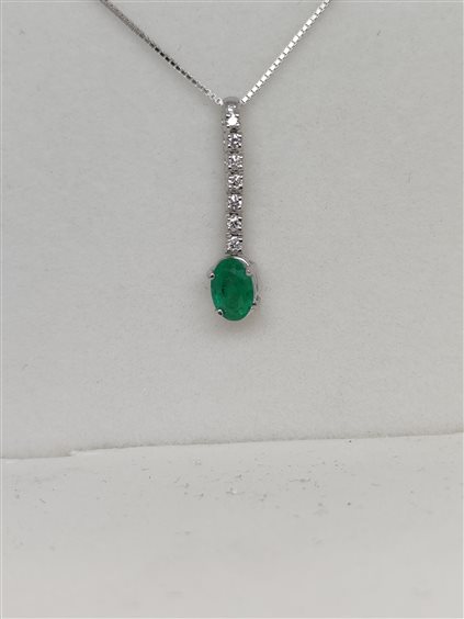 Collana Gemoro Donna Smeraldi in Oro bianco Diamante 0.08 Ct PC080BIA.SM - PC080BIA.SM